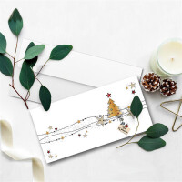 10x Weihnachtskarten-Set DIN Lang in Weiß mit Weihnach