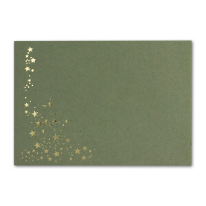 100x Weihnachts-Briefumschläge - DIN C6 - mit Gold-Metallic geprägtem Sternenregen -Farbe: Kraftpapier Grün - Nassklebung, 120 g/m² - 114 x 162 mm
