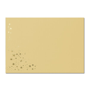 100x Weihnachts-Briefumschläge - DIN C6 - mit Gold-Metallic geprägtem Sternenregen -Farbe: Karamell (Braun) - Nassklebung, 120 g/m² - 114 x 162 mm