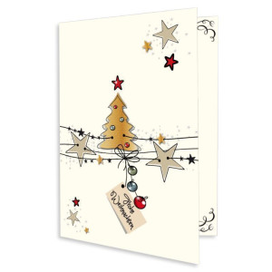 Weihnachtskarten - mit Weihnachtsbaum und Sternen - mit...