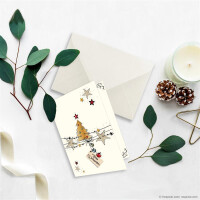 25x kleines Weihnachtskarten-Set DIN A7 in Weiß mit We