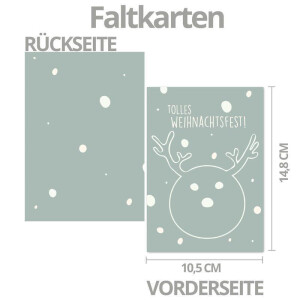 10x nachhaltiges Weihnachtskarten-Set DIN A6 in Blau mit Rentier und Text - Faltkarten mit passenden Umschlägen DIN C6 Blau mit Haftklebung - Weihnachtsgrüße für Firmen und Privat
