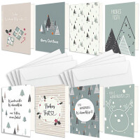 8x nachhaltiges Weihnachtskarten Set DIN A6 - Faltkarten Mix