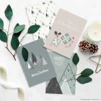 8x nachhaltiges Weihnachtskarten Set DIN A6 - Faltkarten Mix