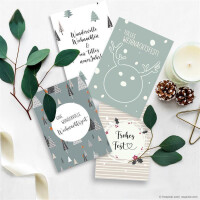 8x nachhaltiges Weihnachtskarten Set DIN A6 - Faltkarten Mix