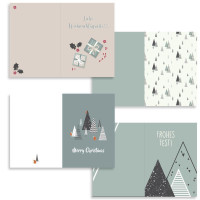 8x nachhaltiges Weihnachtskarten Set DIN A6 - Faltkarten Mix mit Weihnachtsmotiv inkl. Briefumschläge in Weiß-  10,5 x 14,8 cm - Weihnachtsgrüße für Firmen und Privat