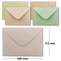 250 Perlmutt Kartenset inklusive Briefumschläge - Blanko Kartenset - DIN A6 Einladungskarten aus 5 verschiedenen Pastellfarben - 10.5 x 14.8 cm