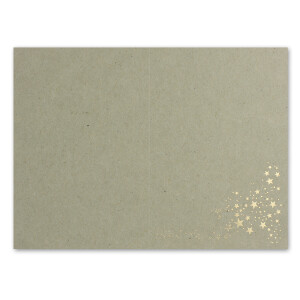 15x Faltkarten DIN A6 - Kraftpapier Grau mit goldenen Metallic Sternen - 10,5 x 14,8 cm - Einladungskarten zu Weihnachten - Marke: FarbenFroh by GUSTAV NEUSER