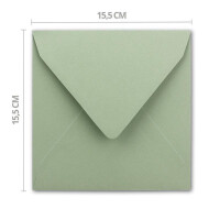 500 quadratische Brief-Umschläge - 15,5 x 15,5 cm, Eukalyptus (Grün) - mit Gold-Papier gefüttert - Nassklebung - FarbenFroh by GUSTAV NEUSER