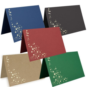 Faltkarten DIN B6 - Fabrenmix-Paket 1 mit goldenen Metallic Sternen - 25 Stück - 11,5 x 17 cm - blanko für Drucker geeignet Ideal für Weihnachtskarten - Marke: NEUSER FarbenFroh
