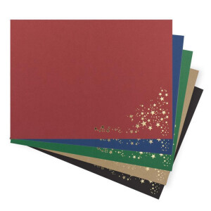 Faltkarten DIN B6 - Fabrenmix-Paket 1 mit goldenen Metallic Sternen - 25 Stück - 11,5 x 17 cm - blanko für Drucker geeignet Ideal für Weihnachtskarten - Marke: NEUSER FarbenFroh