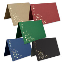 10x Faltkarten-Set mit Umschlägen DIN B6 - Mix-Paket aus farbigen Karten mit goldenen Metallic Sternen - 11,5 x 17 cm - sehr edel - Ideal für Weihnachtskarten