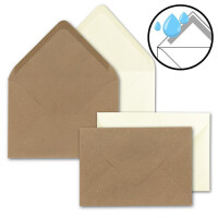 200x Faltkarten-Set inklusive Briefumschläge größer als DIN B6 - Übergröße - Creme und Kraftpapier Braun - Klappkarten mit Umschlägen
