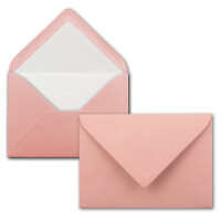 25 Briefumschläge in Altrosa (Rosa) mit weißem Innenfutter - Kuverts in DIN B6 Format  - 12,5 x 17,6 cm - Seidenfutter - Nassklebung