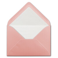 75 Briefumschläge in Altrosa (Rosa) mit weißem Innenfutter - Kuverts in DIN B6 Format  - 12,5 x 17,6 cm - Seidenfutter - Nassklebung