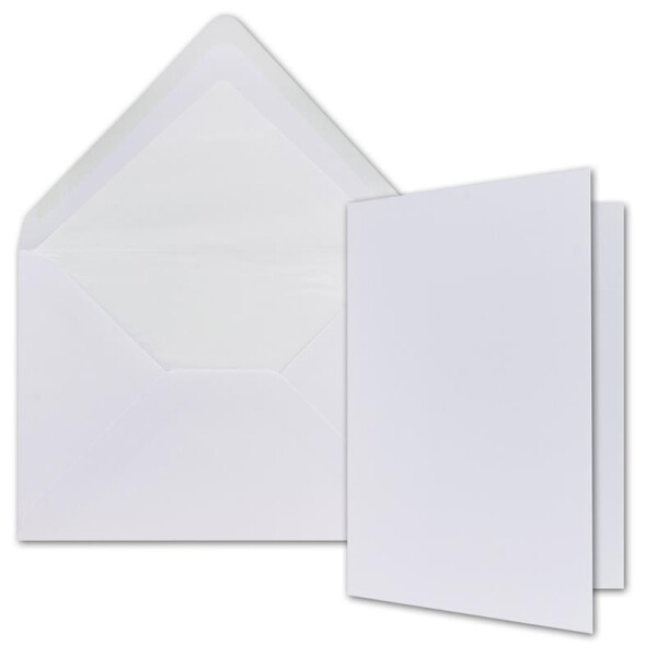 A5 Doppelkarten Set inklusive gefütterten Briefumschläge - 400er-Set - Blanko Naturweiß Einladungskarten in Hochweiß - Faltkarten mit Umschlägen - Klappkarten / Faltkarten