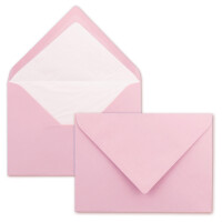 75 x Kartenpaket mit gefütterten Brief-Umschlägen und Einleger - gerippt - DIN A6/C6 - Rosa - 10,5 x 14,8 cm - Nassklebung - NEUSER PAPIER