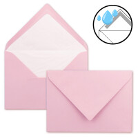 75 x Kartenpaket mit gefütterten Brief-Umschlägen und Einleger - gerippt - DIN A6/C6 - Rosa - 10,5 x 14,8 cm - Nassklebung - NEUSER PAPIER