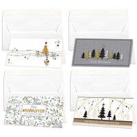 Weihnachtskarten - 40er Set mit Umschlägen- DIN Lang - Klappkarten für Weihnachtsgrüße - 40 Stück - Frohe Weihnachten