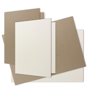 20x Kartenpaket DIN A6 / C6 in Naturweiß (Creme) und Cappuccino (Braun) - Faltkarten mit Falz A6 10,5 x 14,8 cm & Umschläge C6 11,4 x 16,2 cm