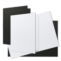 60x Kartenpaket DIN A6 / C6 in Weiß und Schwarz - Faltkarten mit Falz A6 10,5 x 14,8 cm & Umschläge C6 11,4 x 16,2 cm