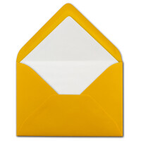 200 Briefumschläge Goldgelb (Gelb, Matt) - DIN C6 - gefüttert mit weißem Seidenpapier - 100 g/m² - 11,4 x 16,2 cm - Nassklebung - NEUSER PAPIER