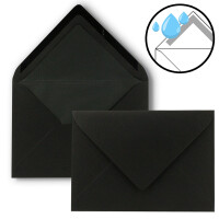 10 x Kartenpaket mit gefütterten Brief-Umschlägen und Einleger - gerippt - DIN A6/C6 - Schwarz - 10,5 x 14,8 cm - Nassklebung - NEUSER PAPIER