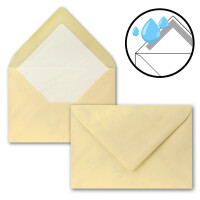 50 Briefumschläge Creme marmoriert - DIN C6 - gefüttert mit weißem Seidenpapier - 100 g/m² - 11,4 x 16,2 cm - Nassklebung - NEUSER PAPIER