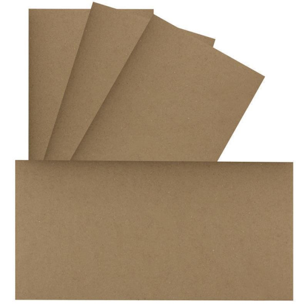 25x Einzelkarten DIN Lang - 9,9 x 21 cm - 410 g/m² - Kraftpapier Braun - stabiles Bastelpapier - Natur-Tonkarton - Ideal für Postkarten, Grußkarten und Einladungen