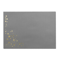 50x Weihnachts-Briefumschläge - DIN B6 - mit Gold-Metallic geprägtem Sternenregen -Farbe: Grau, Nassklebung, 120 g/m² - 120 x 176 mm - Marke: GUSTAV NEUSER