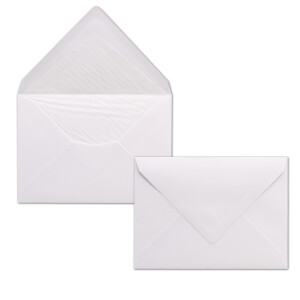 25x Briefpapier-Sets DIN A4 mit C6 gefütterten Briefumschlägen, Nassklebung - Weiß - mattes Schreibpapier und Kuverts mit weißem Seidenfutter