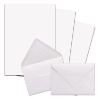500x Briefpapier-Sets DIN A4 mit C6 gefütterten Briefumschlägen, Nassklebung - Weiß - mattes Schreibpapier und Kuverts mit weißem Seidenfutter
