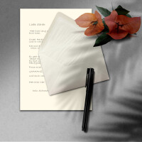 50x Briefpapier-Sets DIN A4 mit C6 gefütterten Briefumschlägen, Nassklebung - Naturweiß - mattes Schreibpapier und Kuverts mit weißem Seidenfutter