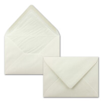 50x Briefpapier-Sets DIN A4 mit C6 gefütterten Briefumschlägen, Nassklebung - Naturweiß - mattes Schreibpapier und Kuverts mit weißem Seidenfutter