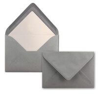 25x Briefpapier-Sets DIN A4 mit C6 gefütterten Briefumschlägen, Nassklebung - Graphitgrau (Dunkelgrau) - mattes Schreibpapier und Kuverts mit weißem Seidenfutter