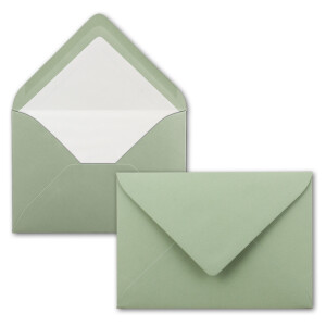 75x Briefpapier-Sets DIN A4 mit C6 gefütterten Briefumschlägen, Nassklebung - Eukalyptus-Grün - mattes Schreibpapier und Kuverts mit weißem Seidenfutter