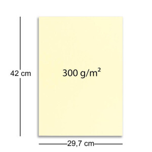400x stabiler DIN A3 Bastelkarton Papierbogen in Vanille (Creme) - 42 x 29,7 cm - 300 g/m² - Planobogen zum Basteln und Selbstgestalten - FarbenFroh