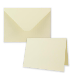 250x Faltkarten-Set inklusive Briefumschläge größer als DIN B6 - Übergröße - Blanko Einladungs-Karten in Creme mit Struktur-Prägung - Klappkarten mit geprägtem Muster