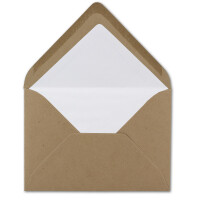 25 Briefumschläge Sandbraun (Braun) aus Kraftpapier- DIN C6 - gefüttert mit weißem Seidenpapier - 120 g/m² - 114 x 162 mm - Nassklebung - für Hochzeiten, Einladungen, Briefe