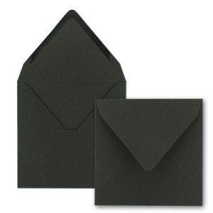 25x Quadratisches Faltkarten SET aus Kraft-Papier in Schwarz 15,0 x 15,0 cm - Doppel-Karten mit Briefumschlägen und Einlegeblättern aus Recycling-Papier - Serie UmWelt