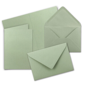 Faltkarten SET mit Brief-Umschlägen DIN A6 / C6 in Eukalyptus (Grün) - 200 Sets - 14,8 x 10,5 cm - Premium Qualität - Serie FarbenFroh