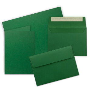 25x Faltkarten Set DIN A6 / C6 - Doppelkarten mit Umschlägen - Dunkelgrün (Grün) - 14,8 x 10,5 cm (105 x 148) - 14,8 x 10,5 cm (105 x 148mm) - Haftklebung