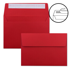 50x Faltkarten Set DIN A6 / C6 - Doppelkarten mit Umschlägen - Rosenrot (Rot) - 14,8 x 10,5 cm (105 x 148) - 14,8 x 10,5 cm (105 x 148mm) - Haftklebung