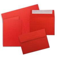 100x Faltkarten Set DIN A6 / C6 - Doppelkarten mit Umschlägen - Rot - 14,8 x 10,5 cm (105 x 148) - 14,8 x 10,5 cm (105 x 148mm) - Haftklebung