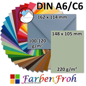 Einzelkarten Set mit Briefumschl&auml;gen DIN A6 / C6...