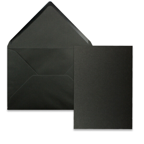 100x Einzelkarten Set mit Briefumschlägen DIN A6 / C6 in Schwarz - 14,8 x 10,5 cm - ohne Falz