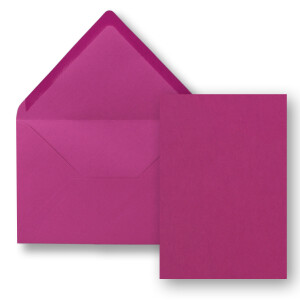 50x Einzelkarten Set mit Briefumschlägen DIN A6 / C6 in Amarena (Pink) - 14,8 x 10,5 cm - ohne Falz