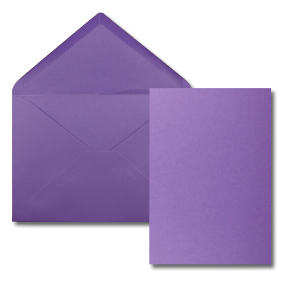 250x Einzelkarten Set mit Briefumschlägen DIN A6 / C6 in Violett - 14,8 x 10,5 cm - ohne Falz