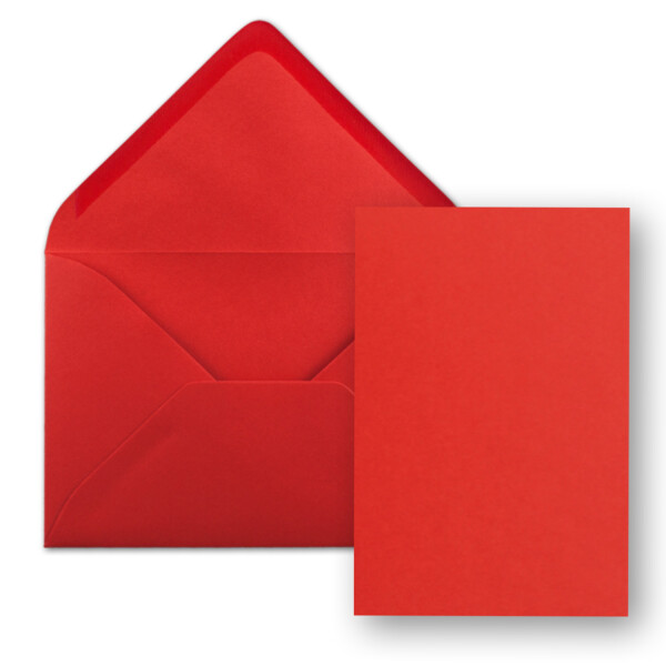 400x Einzelkarten Set mit Briefumschlägen DIN A6 / C6 in Rot - 14,8 x 10,5 cm - ohne Falz