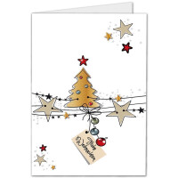 25x XL Weihnachtskarte DIN A5 mit Motiv Weihnachtsbaum und Sterne - Faltkarten mit Weihnachtsmotiv - 14,8 x 21 cm - Weihnachtsgrüße für Firmen und Privat
